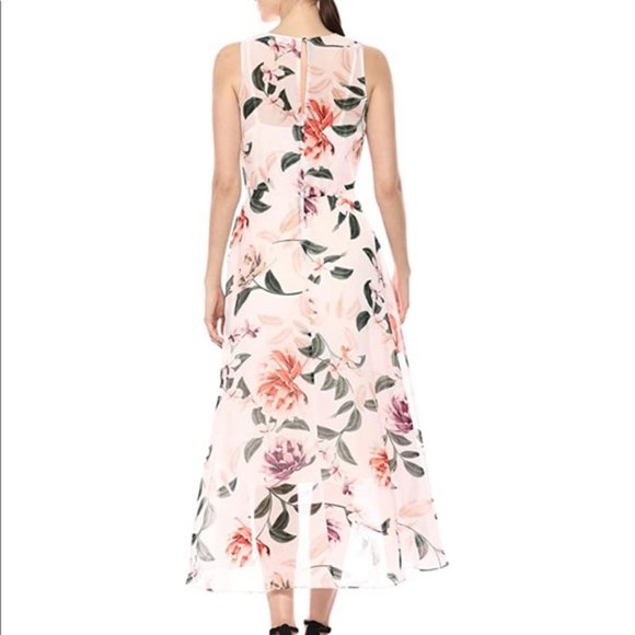Calvin Klein Floral Chiffon V-neck Dress - Picture 2 of 16